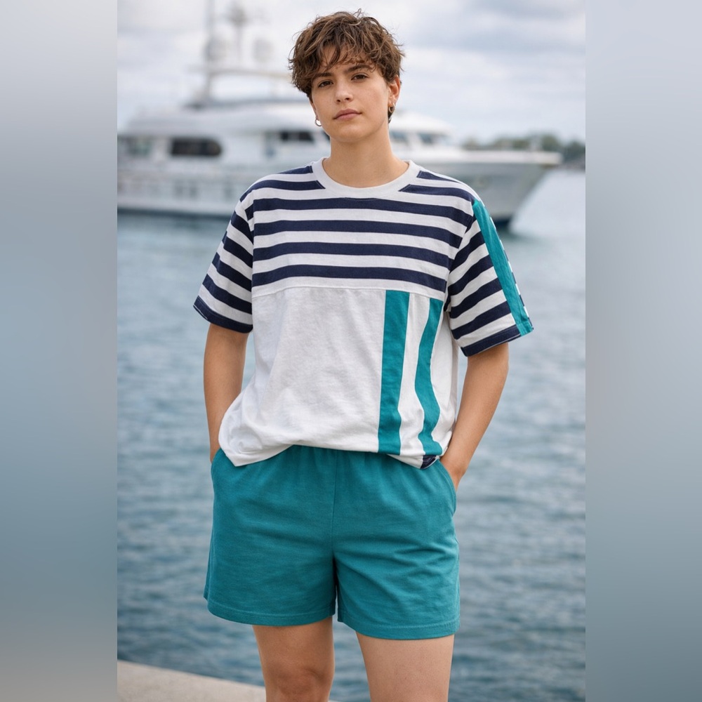 Pier Connection Vintage Striped Yacht Tee Nautical Cotton | Unisex XL - Picture 10 of 10